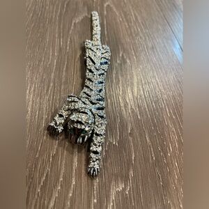 Glistening Silver Tiger Brooch